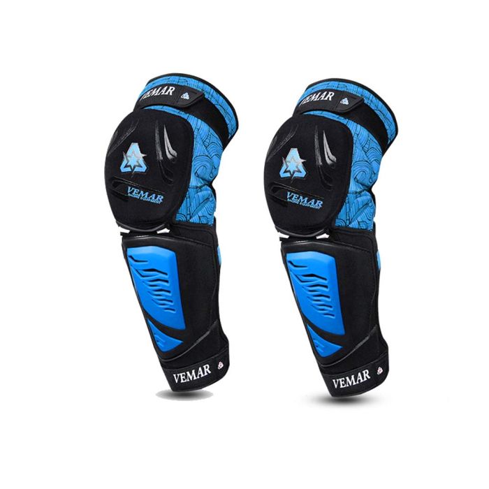 Allextreme EXSMKB2 Knee Guard Adjustable Breathable Unisex Feet Protector Armor Pads for Motorcycle Racing Bike Riding (Set of 2, Blue)