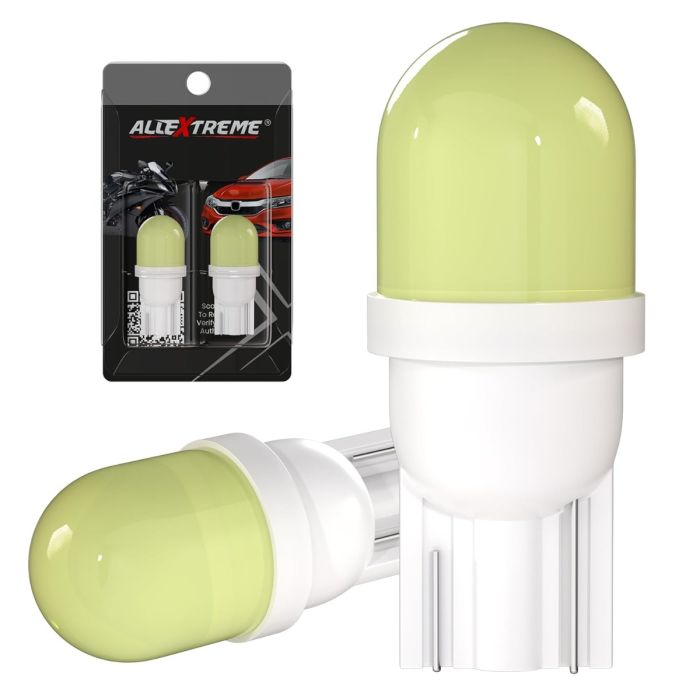 Allextreme EXT10R2W Universal T10 LED Parking Light COB Super Bright Interior Pilot License Plate Dome Indicator Lamp Bulb for Car Bike and Motorcycle (2W, White, 2 PCS)