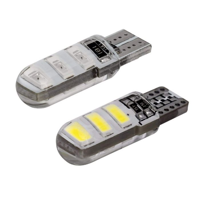 Allextreme EXT10F2 3W Multipurpose T10 LED Parking Light 6 SMD Bright Interior Pilot Licence Plate Dome Indicator Lamp for Car Bike and Motorcycle (White, Pack of 2)