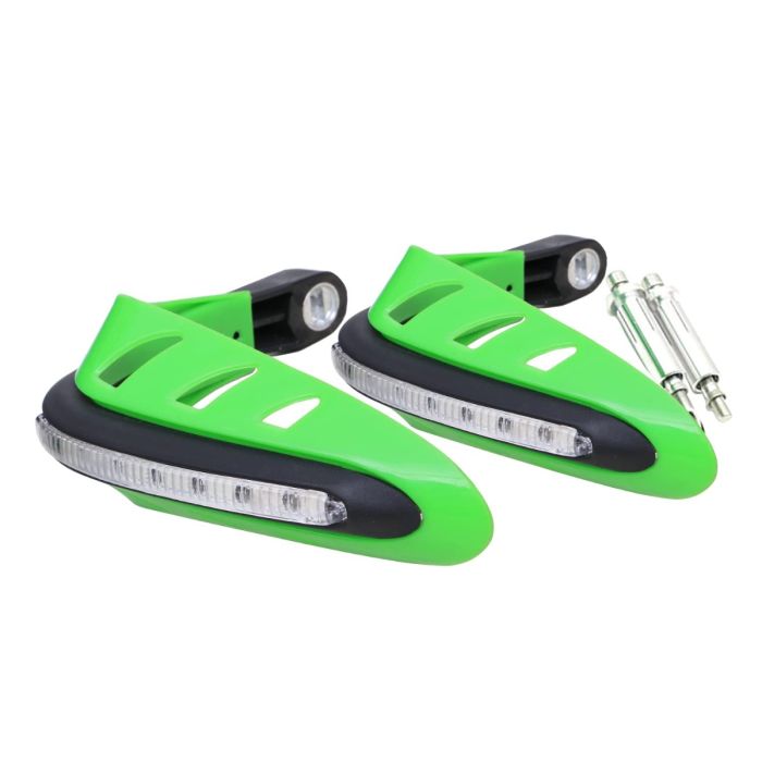 AllExtreme EXHP44G 7/8" 22mm Motorcycle Hand Guard with LED Light Universal Bike Handle Protector Shield Handlebar Protection Gear (Green)