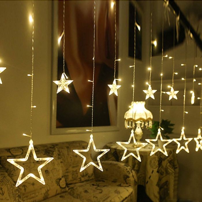Allextreme Curtain String Lights, LED String Star Lights, LED Star Fairy Lights for Wedding, Bedroom, Christmas, Party, Bed Canopy, Garden, Patio, Outdoor Indoor