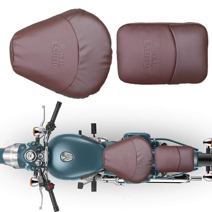 Allextreme PU Leather Seat Cover with Anti Skid Split Cushion Reinforced Stitching Dust Water Resistant for 350cc & 500cc Bullet Classic Models (Brown)