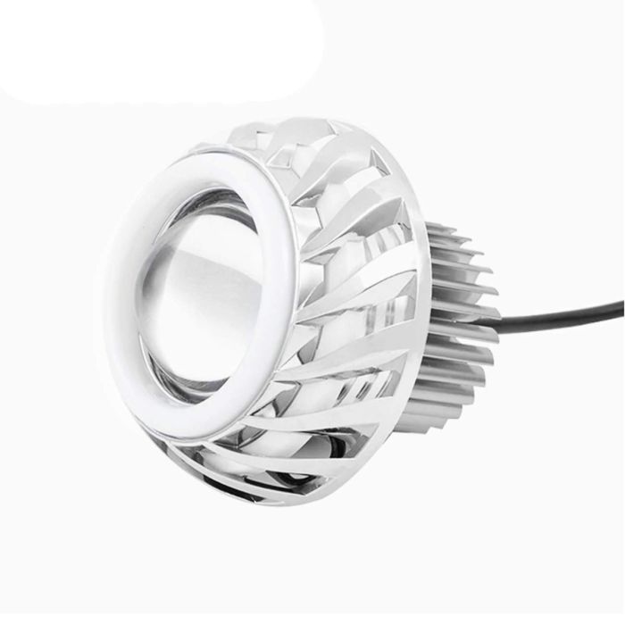 Allextreme 10W High Intensity Led Projector Lamp Stylish Dual Ring COB LED Headlight with Hi/Low Beam and Flasher Function for All Bikes (Blue & Red, 1 Pc)