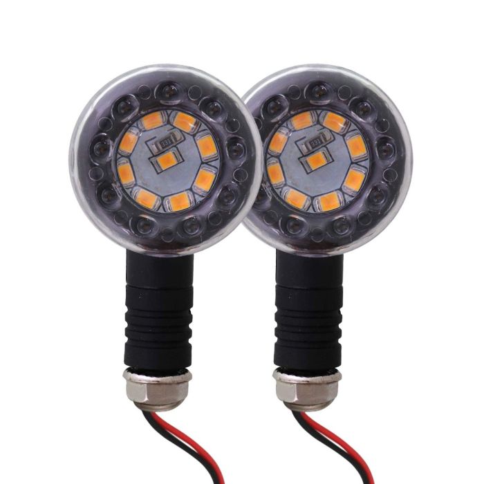 Allextreme EXTS2Y Universal Turn Signal Indicator Light Front/Rear Round Blinker Bulb for Motorcycles (Yellow, 2 Pcs)