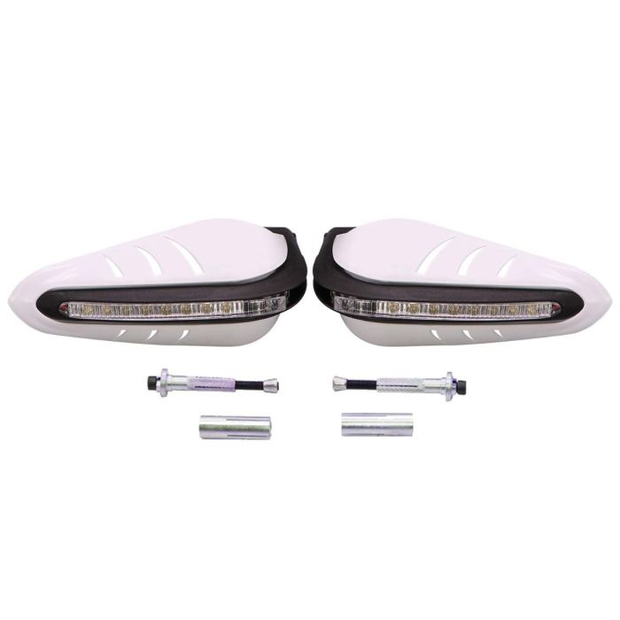 Allextreme EXPH22W 7/8" 22mm Motorcycle Hand Guard with LED Light Universal Bike Handle Protector Shield Handlebar Protection Gear (White), standard