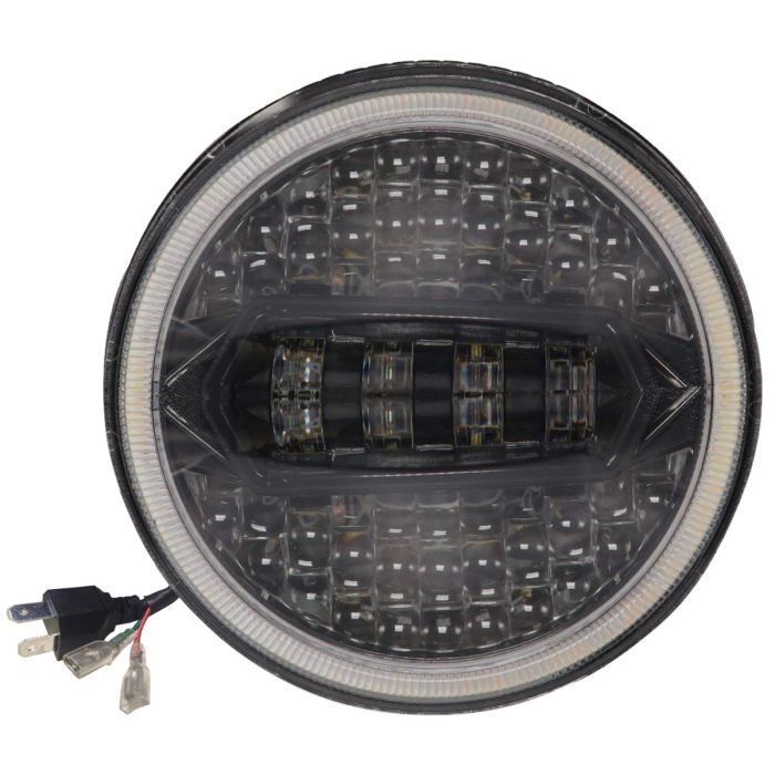 Allextreme EX7IYP1 75W Full Ring Round White LED Headlight 7 Inch Hi/Low Beam Angel Eye Lamp Compatible with Bullet/Harley Davidson/Jeep Wrangler (White & Yellow, Pack of 1)
