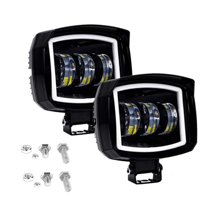 Allextreme EX3LFP2 3 LED Headlight Lamp Universal Waterproof Off Road Driving CREE LED Fog Light with Mounting Brackets for Bike, Jeep and Cars (30W, White, 2 Pcs)