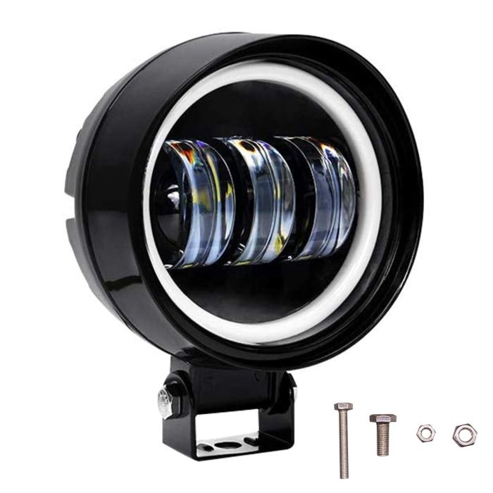 Allextreme EX3LFR1 3 LED Headlight Lamp Universal Waterproof Off Road Driving CREE LED Fog Light with Mounting Brackets for Bike, Jeep and Cars (30W, White, 1 Pc)