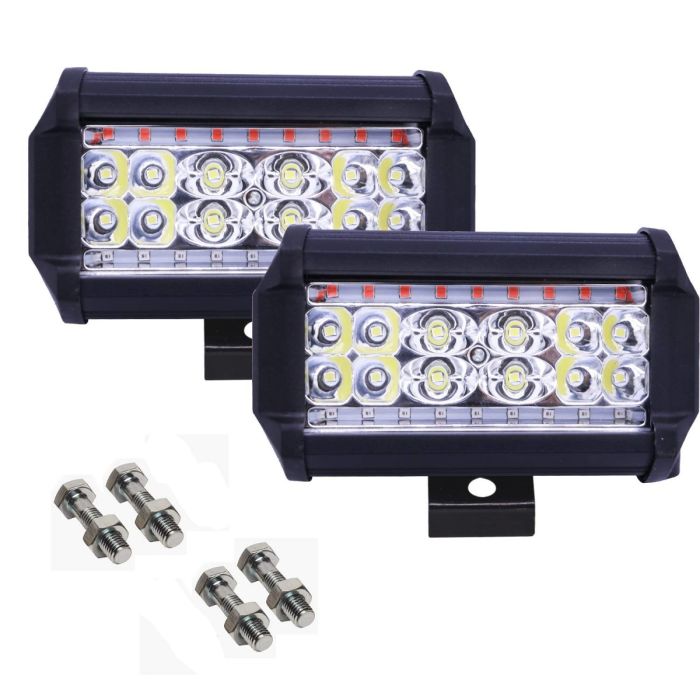 Allextreme EX30F2P 30 LED Fog Light Bar Flood LED Work Multi Rows Amber & White Light Waterproof Driving Lamp Universal for Car Motorcycle Bike (60W, 2 Pcs)