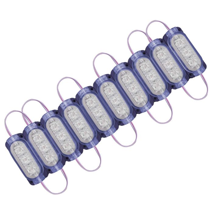 Allextreme EXMIL3B 3 LED Module Light Interior Exterior 12V 5730 Injection Decorative Lamp with Adhesive Backside for Car, Home & Decoration (10 Strips, Blue)