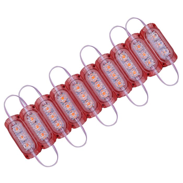 Allextreme EXMIL3R 3 LED Module Light Interior Exterior 12V 5730 Injection Decorative Lamp with Adhesive Backside for Car, Home & Decoration (10 Strips, Red)