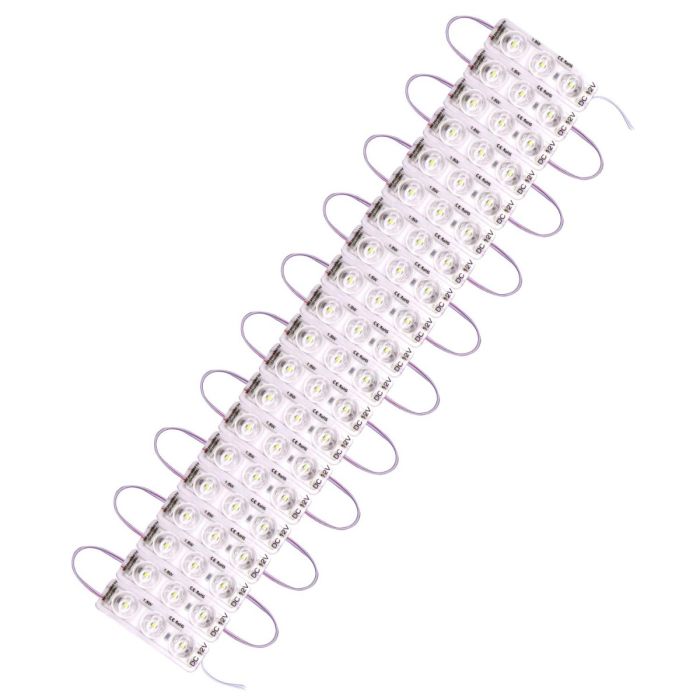 AllExtreme EX3MLIW 3 LED Module Light Interior Exterior 12V 5730 Injection Decorative Lamp with Adhesive Backside for Car, Home & Decoration (20 Strips, White)