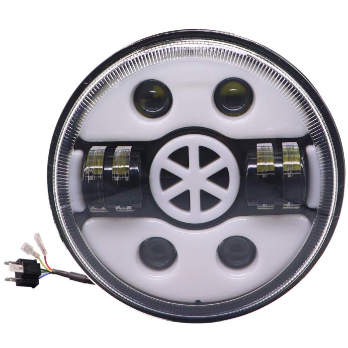 Allextreme EX7WH09 75W LED Headlight with Hi/Low Beam Angel Eye Lamp 7-inch Full Ring Light Compatible with Bullet Jeep (Multicolor, Pack of 1)