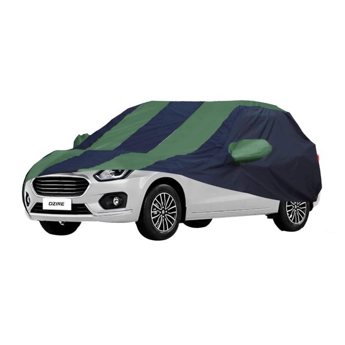 Allextreme Car Body Cover Custom Fit Dustproof UV Heat Resistant Vehicle Outdoor Body Protection Compatible with Maruti Suzuki Swift Dzire (1 Pc, Navy Blue & Green)