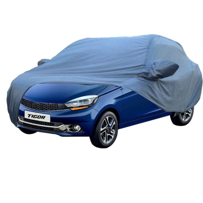 Allextreme TR7006 Car Body Cover Compatible with Tata Tigor Custom Fit Dustproof UV Heat Resistant Indoor Outdoor Body Protection (Blue with Mirror)