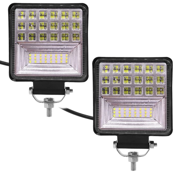 AllExtreme EX126W2 42 LED Fog Light Waterproof Square Led Flood Lamp Offroad Driving Work Light for Bikes Cars and Motorcycle (126W, White Light, 2 Pcs)