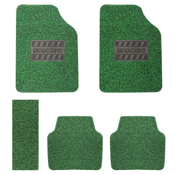 AllExtreme EXMSF05 Front Rear Car Floor Mat 12mm for Universal Cars Anti Slip All Weather Heavy Duty Vehicle Carpet (Set of 5, Green)