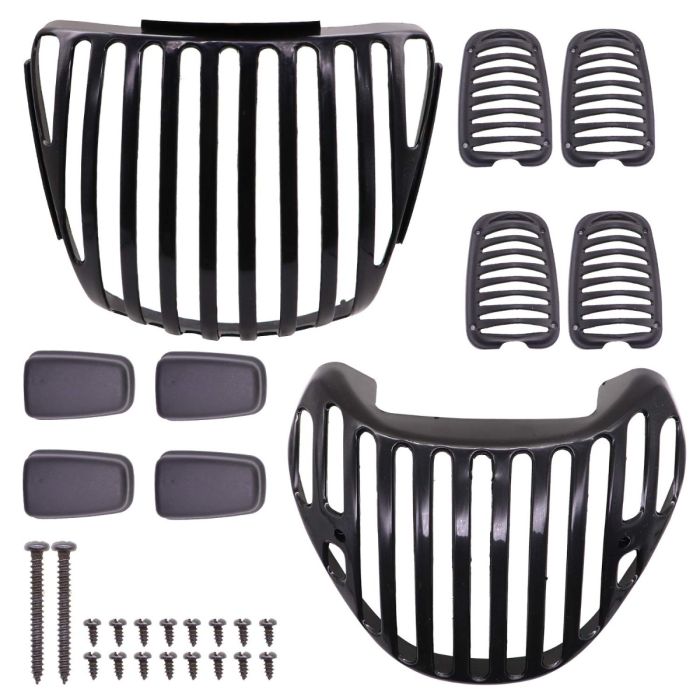 Allextreme EXPVC01 PVC Front Head Light, Tail Light & Indicator Grill Cover Set Compatible With Hero Passion (Black)