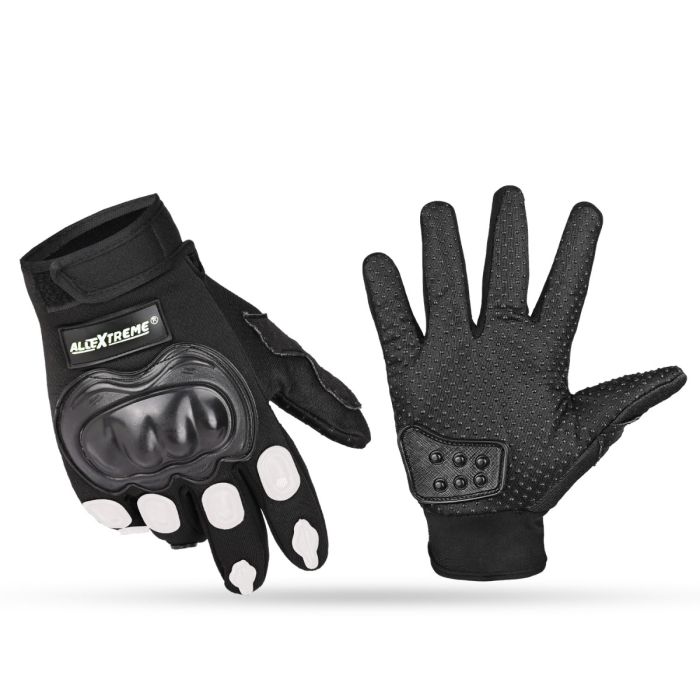 Allextreme EXO2FG08 Probiker Motorcycle Full Finger Riding Gloves for Bike Racing & Sports Hand Glove for Men and Women (XL, White)