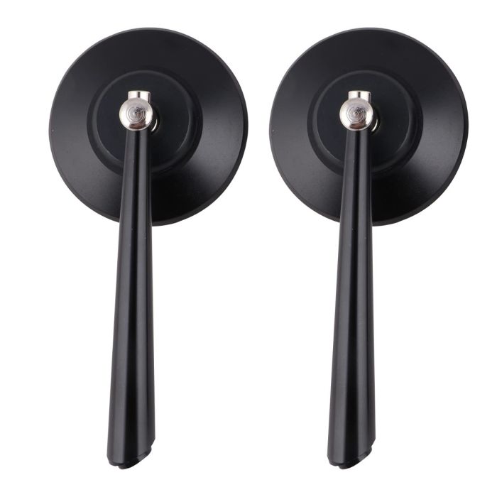 AllExtreme EXSM01B Round Rear View Side Mirrors with Adjustable Rotatable Handlebars Compatible With All Bikes (Black)