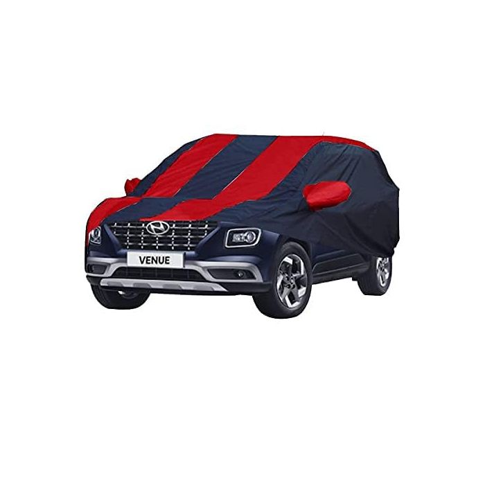 Allextreme HV7012 Car Body Cover Compatible with Hyundai Venue Custom Fit Dustproof UV Heat Resistant Indoor Outdoor Body Protection (Navy Blue & Red)