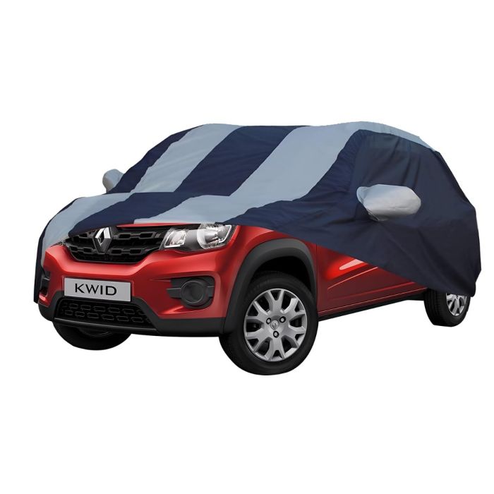 Allextreme RK7005 Car Body Cover Compatible with Renault KWID Custom Fit Dustproof UV Heat Resistant Indoor Outdoor Body Protection (Grey with Mirror)