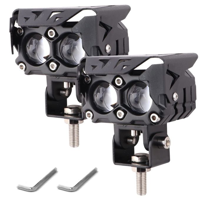 Allextreme EXT20F2 LED Fog Light Spot Beam 20W Projector Lens Heavy Duty Waterproof Driving Lamp for Motorcycle Bike Car SUV (2 Pcs, Yellow & White)