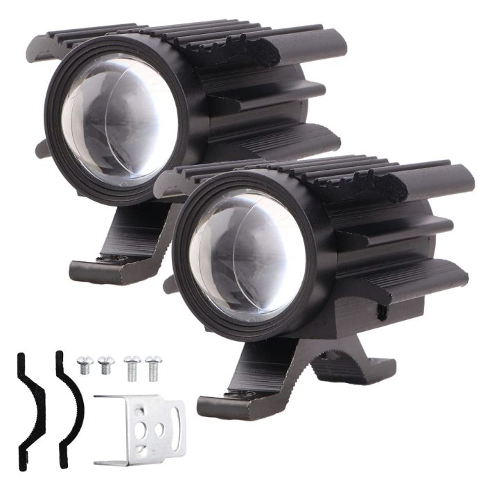Allextreme EXT30F2 LED Fog Light Spot Beam 20W Projector Lens Heavy Duty Waterproof Driving Lamp for Motorcycle Bike Car SUV (2 Pcs, Yellow & White)