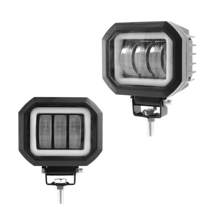 Allextreme EXS30F2 LED Fog Light Spot Beam 20W Projector Lens Heavy Duty Waterproof Driving Lamp for Motorcycle Bike Car SUV (2 Pcs, Blue & White)