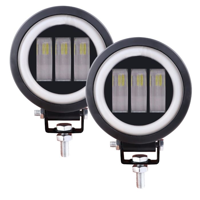 Allextreme EXR30F2 LED Fog Light Spot Beam 20W Projector Lens Heavy Duty Waterproof Driving Lamp for Motorcycle Bike Car SUV (2 Pcs, Red & White)