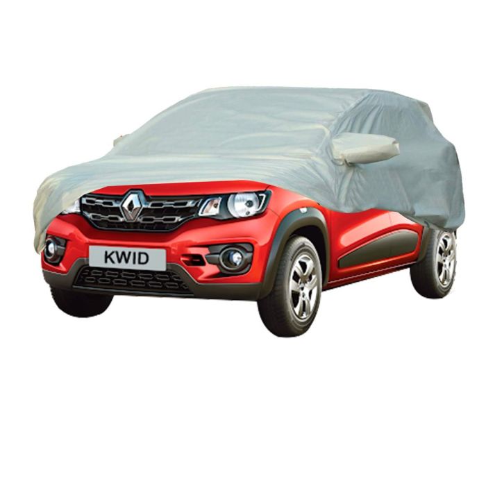 Allextreme RK7003 Car Body Cover Compatible with Renault KWID Custom Fit Dustproof UV Heat Resistant Indoor Outdoor Body Protection (Silver with Mirror)