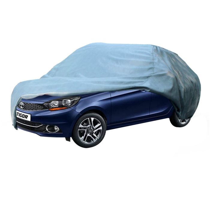Allextreme TR7001 Car Body Cover Compatible with Tata Tigor Custom Fit Dustproof UV Heat Resistant Indoor Outdoor Body Protection (Grey without Mirror)