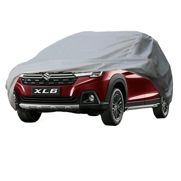Allextreme MXL67002 Car Body Cover Compatible with Maruti Suzuki XL6 Custom Fit Dustproof UV Heat Resistant Indoor Outdoor Body Protection (Silver without mirror)