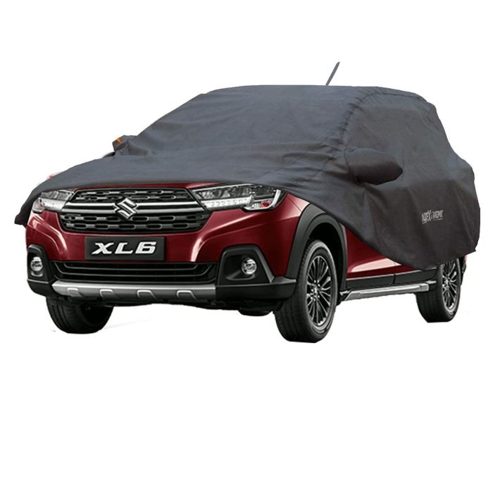 Allextreme MXL67004 Car Body Cover Compatible with Maruti Suzuki XL6 Custom Fit Dustproof UV Heat Resistant Indoor Outdoor Body Protection (Grey with Mirror)
