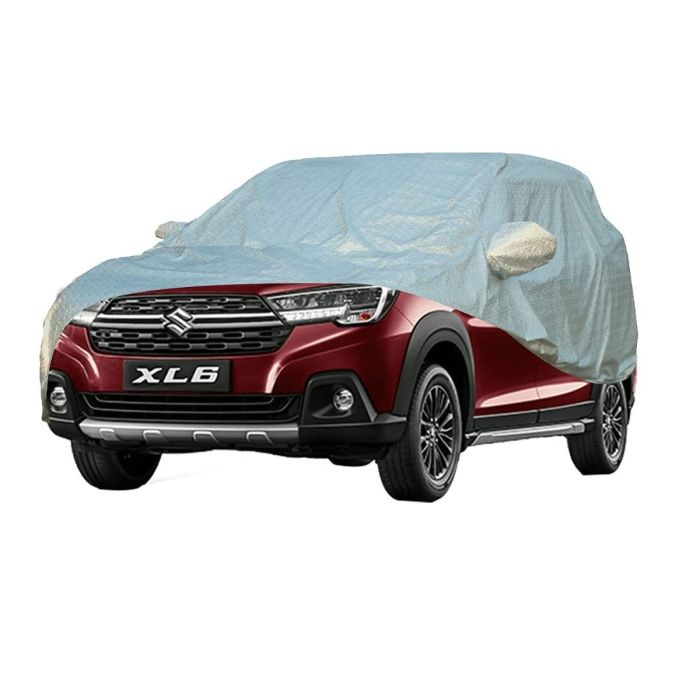 Allextreme MXL67007 100% Tested Waterproof Car Body Cover Compatible with Maruti Suzuki XL6 Custom Fit Dustproof UV Heat Resistant Indoor Outdoor Body Protection (Reflective Silver with Mirror)