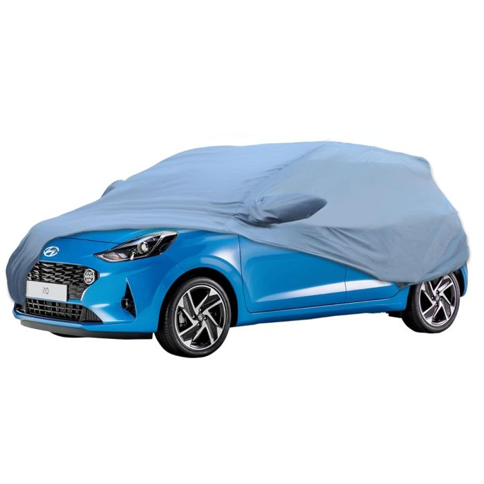 Allextreme HI5001 Car Body Cover Compatible with Hyundai Old i10 Custom Fit Dustproof UV Heat Resistant Indoor Outdoor Body Protection (Blue with Mirror)