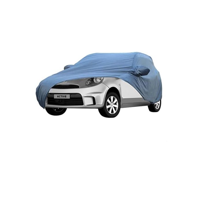 Allextreme NM5001 Car Body Cover Compatible with Nissan Micra Active Custom Fit Dustproof UV Heat Resistant Indoor Outdoor Body Protection (Blue with Mirror)
