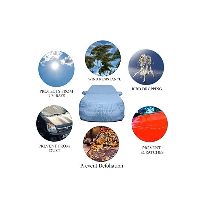 Allextreme TAU5001 Car Body Cover Compatible with Tata Altroz Custom Fit Dustproof UV Heat Resistant Indoor Outdoor Body Protection (Blue with Mirror)