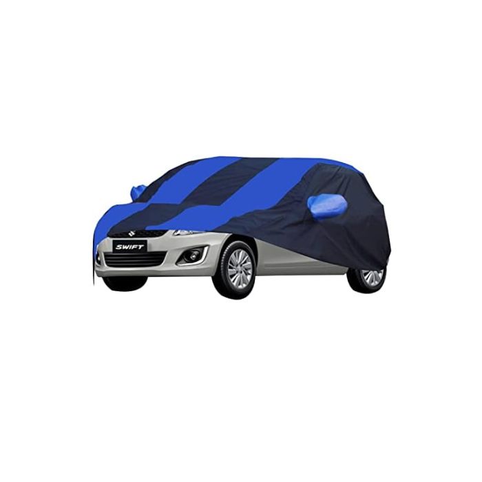 Allextreme MSU5002 Car Body Cover Compatible with Maruti Suzuki Old Swift Custom Fit Dustproof UV Heat Resistant Indoor Outdoor Body Protection (Navy Blue & Blue with Mirror)