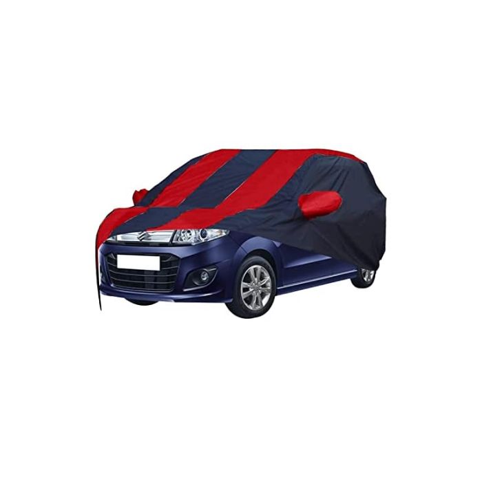 Allextreme MW5004 Car Body Cover Compatible with Maruti Suzuki New Wagon R Custom Fit Dustproof UV Heat Resistant Indoor Outdoor Body Protection (Navy Blue & Red with Mirror)