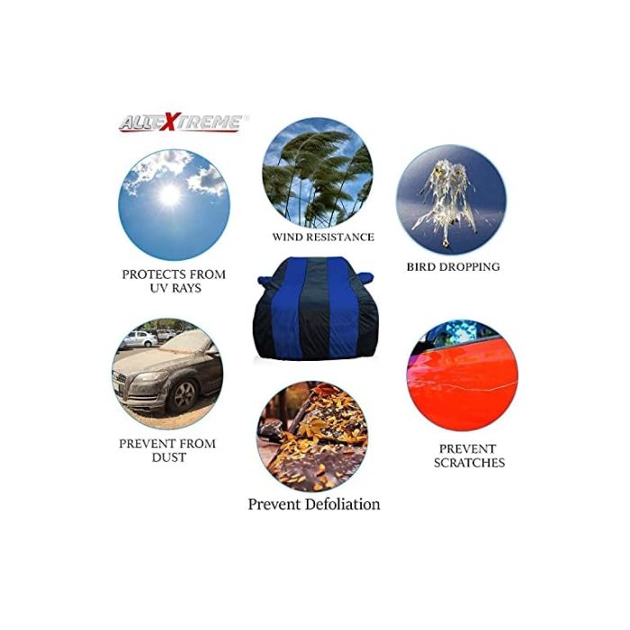 Allextreme MCV5002 Car Body Cover Compatible with Mini cooper Custom Fit Dustproof UV Heat Resistant Indoor Outdoor Body Protection (Navy Blue & Blue with Mirror)