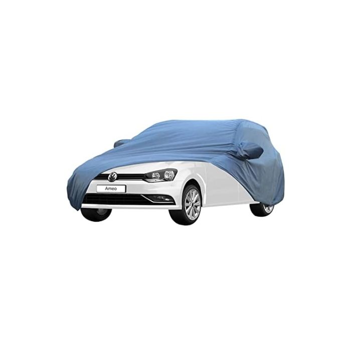 Allextreme VAK5001 Car Body Cover Compatible with Volkswagen Ameo Custom Fit Dustproof UV Heat Resistant Indoor Outdoor Body Protection (Blue with Mirror)