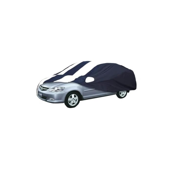 Allextreme CZ5005 Car Body Cover Compatible with City ZX Custom Fit Dustproof UV Heat Resistant Indoor Outdoor Body Protection (Navy Blue & White with Mirror)