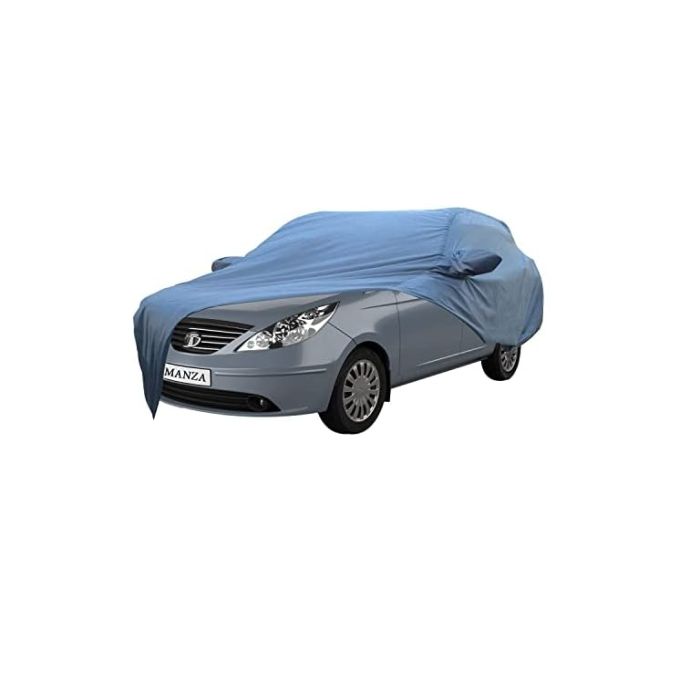 Allextreme TMK5001 Car Body Cover Compatible with Tata Manza Custom Fit Dustproof UV Heat Resistant Indoor Outdoor Body Protection (Blue with Mirror)
