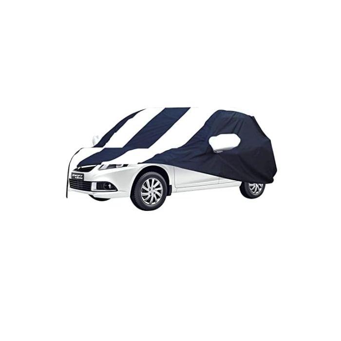 Allextreme MOS5005 Car Body Cover Compatible with Maruti Suzuki Swift Dzire Old Custom Fit Dustproof UV Heat Resistant Indoor Outdoor Body Protection (Navy Blue & White with Mirror)
