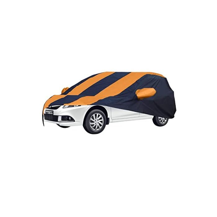 Allextreme MOS5003 Car Body Cover Compatible with Maruti Suzuki Swift Dzire Old Custom Fit Dustproof UV Heat Resistant Indoor Outdoor Body Protection (Navy Blue & Orange with Mirror)