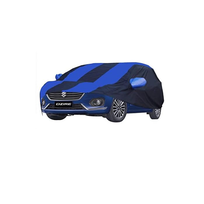 Allextreme MNS5002 Car Body Cover Compatible with Maruti Suzuki Swift Dzire New Custom Fit Dustproof UV Heat Resistant Indoor Outdoor Body Protection (Navy Blue & Blue with Mirror)