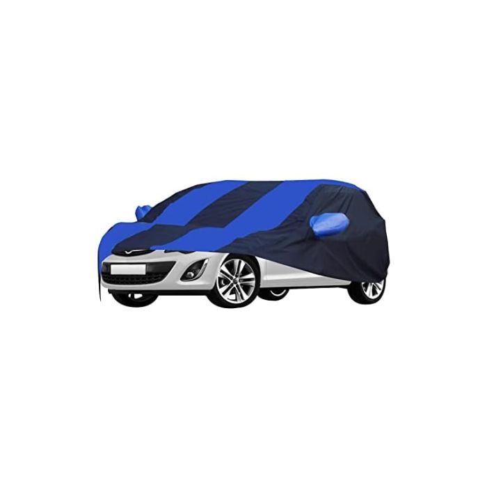 Allextreme OCS5002 Car Body Cover Compatible with Opel Corsa Custom Fit Dustproof UV Heat Resistant Indoor Outdoor Body Protection (Navy Blue & Blue with Mirror)