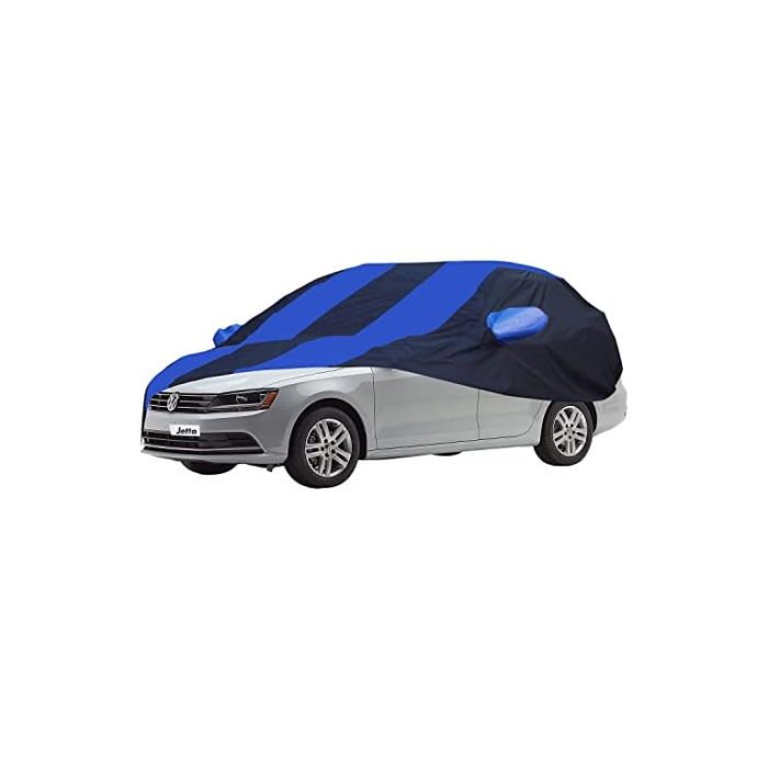 Allextreme VJE5002 Car Body Cover Compatible with Volkswagen Jetta Custom Fit Dustproof UV Heat Resistant Indoor Outdoor Body Protection (Navy Blue & Blue with Mirror)