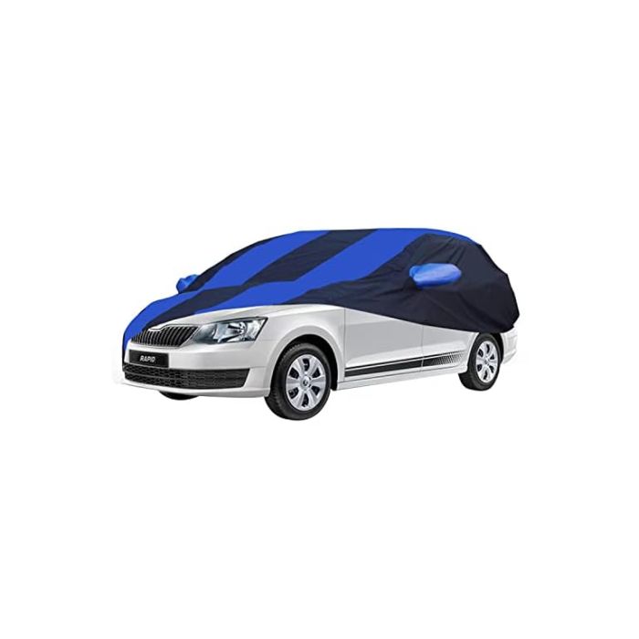 Allextreme SRE5002 Car Body Cover Compatible with Skoda Rapid Custom Fit Dustproof UV Heat Resistant Indoor Outdoor Body Protection (Navy Blue & Blue with Mirror)